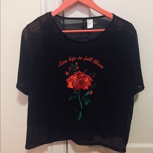 Cute Embroidered Rose Top